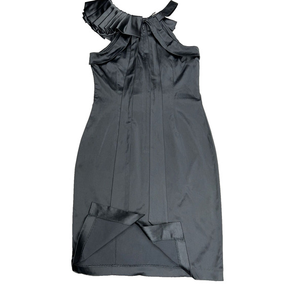 Aryn K. Ruffled Collared Shoulder Sheath Dress Black Size Small Party holiday - Picture 7 of 13